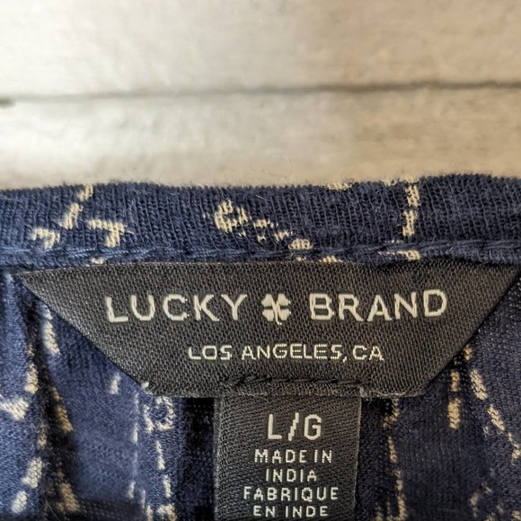 Lucky Brand Blue and Cream Loose Fit Long Sleeve Knit Top Size L - Picture 4 of 4